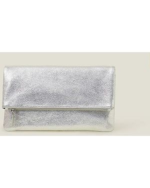Accessorize Leather Fold Over Clutch - White