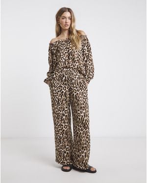 Simply Be Crinkle Wide Leg Trouser - Multicolour