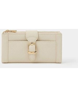 Accessorize Buckle Faux Leather Purse - Natural