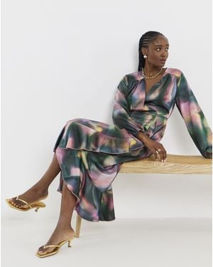 Flounce London Wrap Midaxi Dress - Multicolour