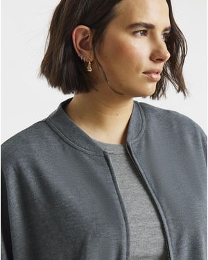 Simply Be Cut & Sew Zip Up Bomber Jacket - Blue