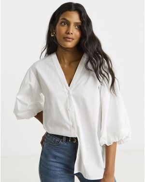 Simply Be Button Through Blouse - White
