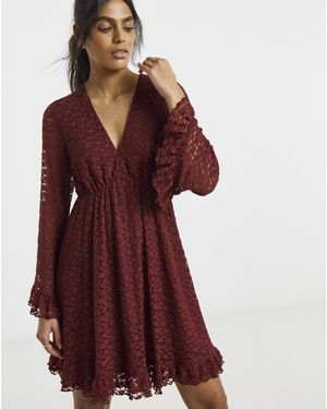 Simply Be Lace Skater Dress - Red