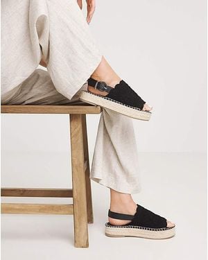 Simply Be Flatform Espadrille Sandal Ex Wide - Natural