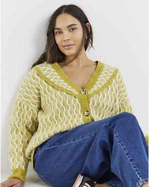 Native Youth Wave Knitted Cardigan - Blue