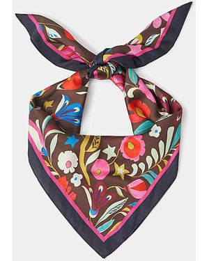 Accessorize Floral Print Square Scarf - Pink