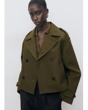 Mango Cropped Trenchcoat - Green