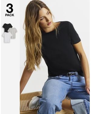 Simply Be 3 Pack Slash Neck Tops - White