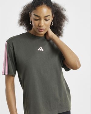 adidas 3 Stripes Boyfriend T-Shirt - Grey