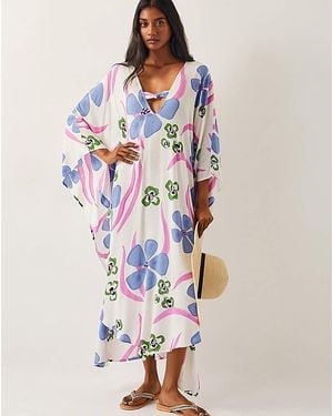 Monsoon Fiona Maxi Print Kaftan - White