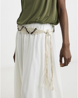 Simply Be Beaded Macrame Tie Belt - Natural