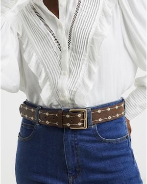 Simply Be Floral Embroidered Jean Belt - Blue