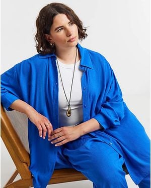 Simply Be Oversized Crinkle Shirt - Blue