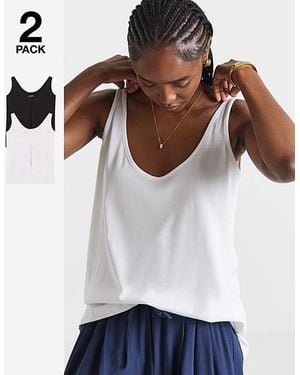 Simply Be 2 Pack & Slouchy Vests - White