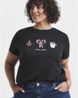 Simply Be Christmas Placement Tee - Grey