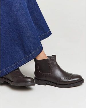 JD Williams Leather Chelsea Boots Broguing Exwide - Blue
