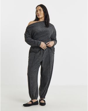 Simply Be Brushed Balloon Leg Trousers - Grey
