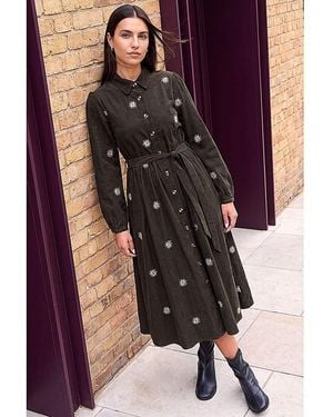 Roman Roman Embroidered Cord Midi Dress - Green