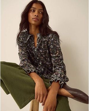 Monsoon Carly Floral Velvet Shirt - Brown