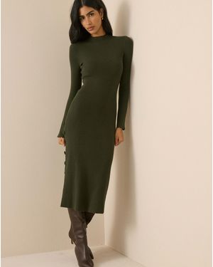 Nobody's Child Petite Side Button Dress - Green