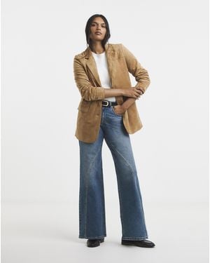 Simply Be Seamed Wide Leg Jeans - Blue