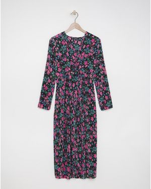 Simply Be Twist Front Plisse Midi Dress - Blue