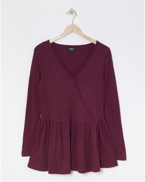 Simply Be Rib Soft Touch Mock Wrap Top - Red