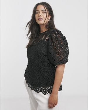Joanna Hope Crochet Blouse - Black