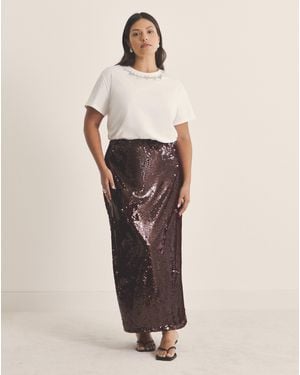 Simply Be Sequin Midaxi Skirt - Natural