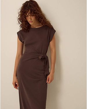 Monsoon Tiff Tie Side Jersey Midi Dress - Brown