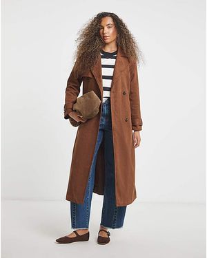 Simply Be Suedette Trench Coat - Natural