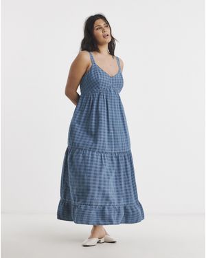 Simply Be Sleeveless Denim Midi Dress - Blue