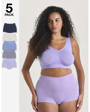 Pretty Secrets 5 Pack Comfort Shorts - Purple