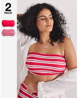 Simply Be 2 Pack Value Bandeau Bikini Tops - Red