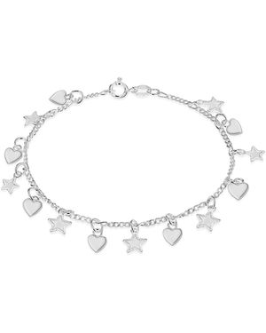 iJewel Sterling Heart & Star Bracelet - White