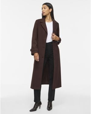 Vila Femke Button Long Coat - Brown