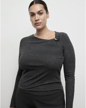 Mango Metal Detail T-Shirt - Black