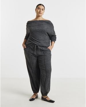 Simply Be Brushed Balloon Leg Trousers - Grey