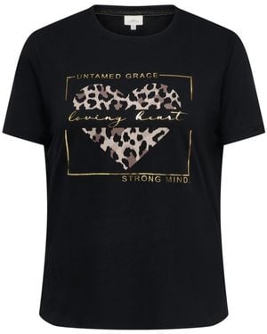 ONLY Loving Leopard Heart Jersey T-Shirt - Black