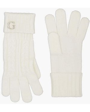 Guess Knitted G Logo Gloves - White