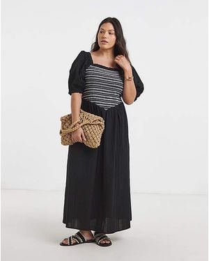 Simply Be Shirred Dress - Black