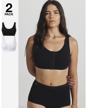 Slimma 2 Pack Front Fastening Bras Blk/Wht - Black