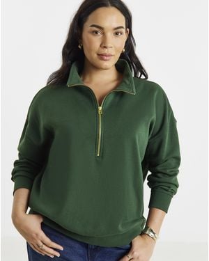 Simply Be Zip Neck Sweatshirt - Green