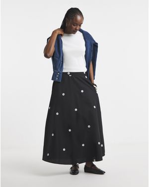 Simply Be Embroidered Midaxi Skirt - Blue