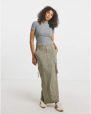Simply Be Plush Cargo Tech Midi Skirt - Green
