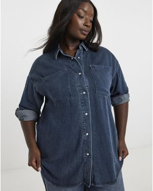 Simply Be Sbe Oversized Shirt Tencel Tm - Blue
