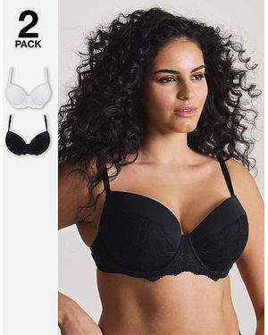 Pretty Secrets 2 Pack Boost Plunge Bras - Black
