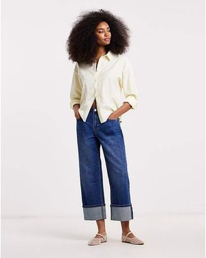 Simply Be Cropped Straight Leg Turn Up Jeans - Blue
