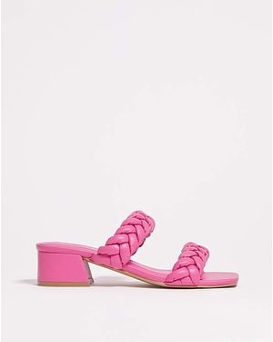 Simply Be Plaited Low Heeled Sandals Ex Wide - Pink