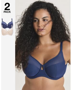 Pretty Secrets 2 Pack Mesh Minimiser Bras - Blue